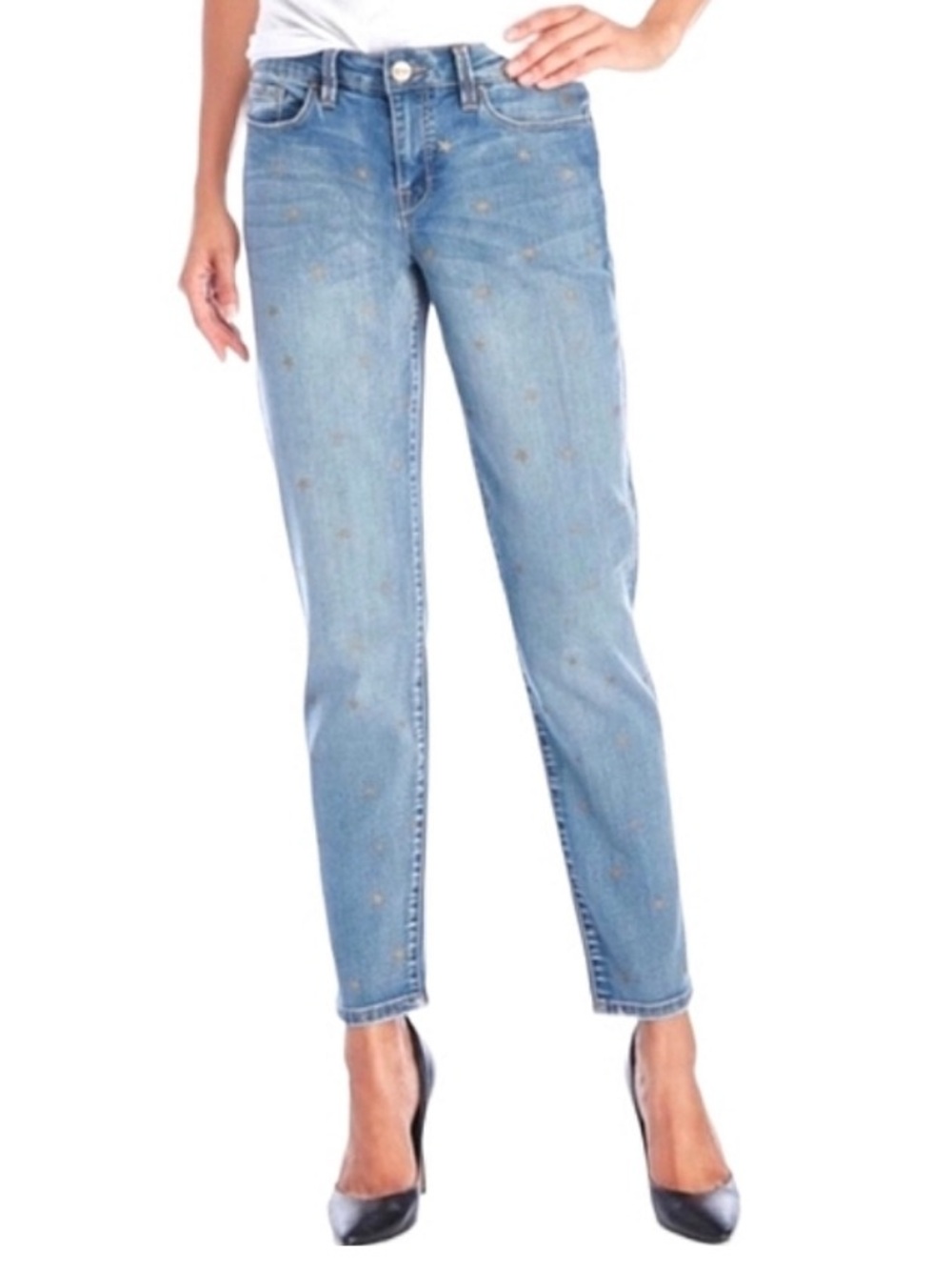Nanette Lepore "Thompson" Boyfriend Jeans with Gold Star Detail 6